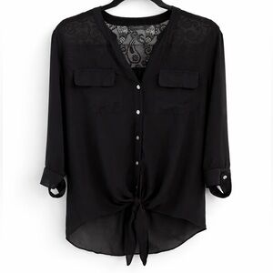 Investments Black Lace Detail Women's Top